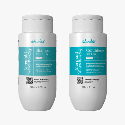 PACK Champu rizos SWEET + Acondicionador - Mermaid Waves All Curls Home Care 230ml x2