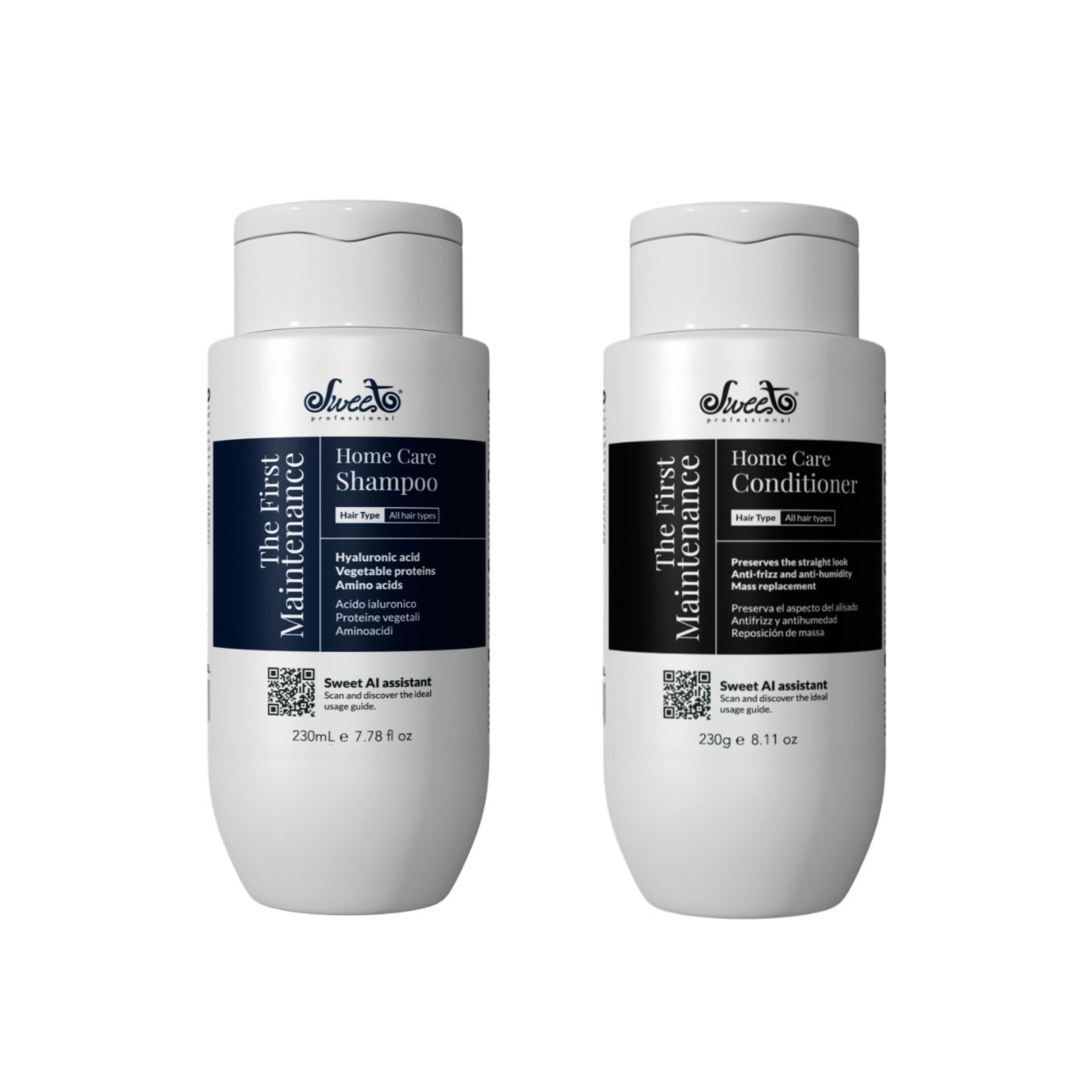 PACK Champú + Acondicionador THE FIRST mantenimiento alisado SWEET -  230gr X2 (NUEVO ENVASE)