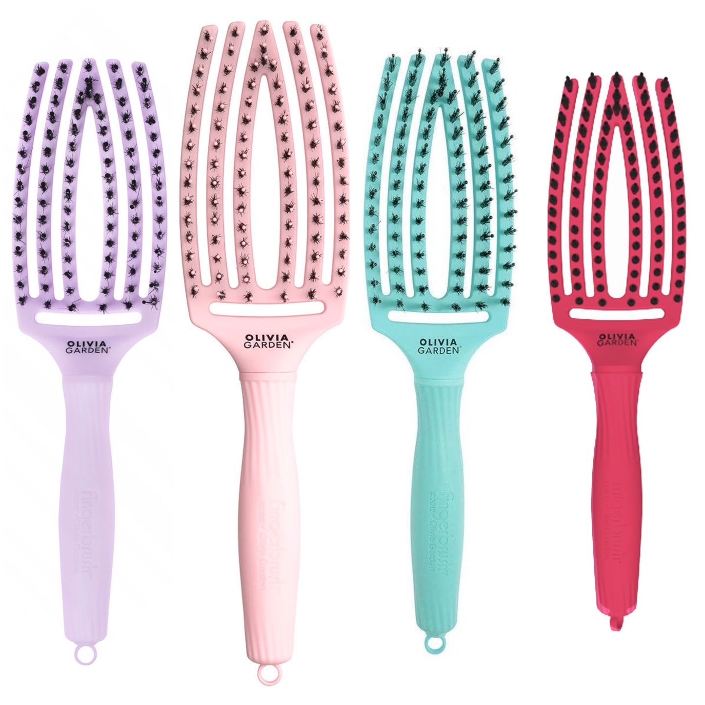 OLIVIA GARDEN - Cepillo Finger Brush combo Medium - lavender, pastel pink , blue or hot pink - 1 unid